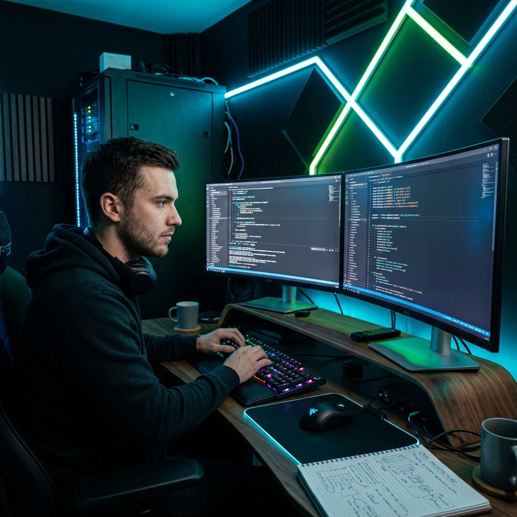 Focused Software Engineer Coding